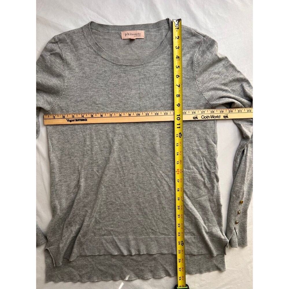 Philosophy Pullover Sweater Women's MEDIUM Gray Heathered Long Sleeve - Picture 9 of 9